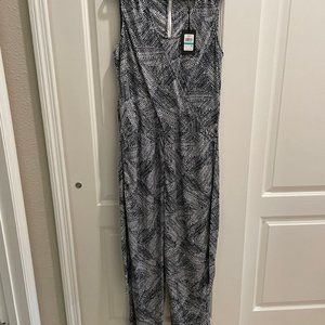 NWT DKNY Jumpsuit, zag print, blk/wht 16